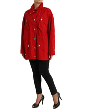 Load image into Gallery viewer, Dolce & Gabbana Red Polyester Hooded Button Rain Coat Jacket