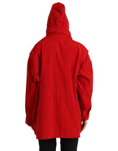 Load image into Gallery viewer, Dolce & Gabbana Red Polyester Hooded Button Rain Coat Jacket