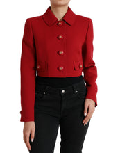 Load image into Gallery viewer, Dolce & Gabbana Red Wool Cropped Short Button Coat Jacket