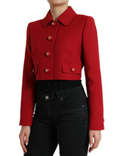 Load image into Gallery viewer, Dolce & Gabbana Red Wool Cropped Short Button Coat Jacket