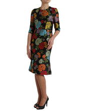Load image into Gallery viewer, Dolce & Gabbana Black Floral Embroidery Knee Length Dress