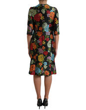 Load image into Gallery viewer, Dolce & Gabbana Black Floral Embroidery Knee Length Dress