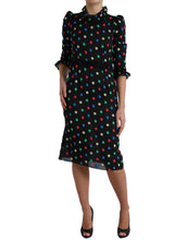Load image into Gallery viewer, Dolce & Gabbana Black Polka Dot Ruffle Cotton Midi Dress