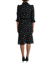 Load image into Gallery viewer, Dolce & Gabbana Black Polka Dot Ruffle Cotton Midi Dress