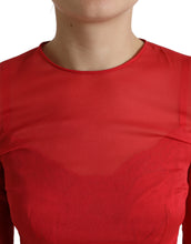 Load image into Gallery viewer, Dolce & Gabbana Red Silk Pleated Aline Long Sleeve Midi Dress