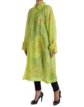 Load image into Gallery viewer, Dolce & Gabbana Green Silk Floral Embroidery Long Coat Jacket