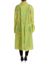 Load image into Gallery viewer, Dolce & Gabbana Green Silk Floral Embroidery Long Coat Jacket