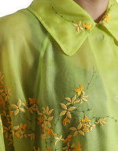 Load image into Gallery viewer, Dolce & Gabbana Green Silk Floral Embroidery Long Coat Jacket