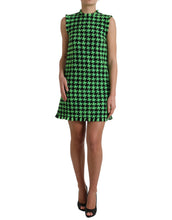 Load image into Gallery viewer, Dolce & Gabbana Green Houndstooth Sleeveless Aline Mini Dress