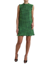Load image into Gallery viewer, Dolce & Gabbana Green Houndstooth Sleeveless Aline Mini Dress