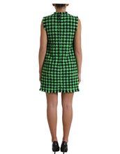 Load image into Gallery viewer, Dolce & Gabbana Green Houndstooth Sleeveless Aline Mini Dress