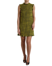 Load image into Gallery viewer, Dolce & Gabbana Yellow Houndstooth Sleeveless Aline Mini Dress