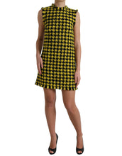 Load image into Gallery viewer, Dolce & Gabbana Yellow Houndstooth Sleeveless Aline Mini Dress