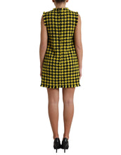 Load image into Gallery viewer, Dolce & Gabbana Yellow Houndstooth Sleeveless Aline Mini Dress