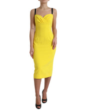 Load image into Gallery viewer, Dolce & Gabbana Yellow Polyester Sleeveless Bodycon Midi Dress
