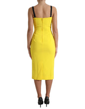 Load image into Gallery viewer, Dolce & Gabbana Yellow Polyester Sleeveless Bodycon Midi Dress