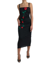 Load image into Gallery viewer, Dolce & Gabbana Elegant Wool Sheath Dress with Rose Applique