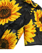 Load image into Gallery viewer, Dolce & Gabbana Black Sunflower Print Nylon A-line Midi Dress