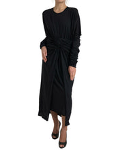 Load image into Gallery viewer, Dolce & Gabbana Elegant Black Wool Wrap Dress