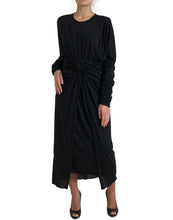 Load image into Gallery viewer, Dolce & Gabbana Elegant Black Wool Wrap Dress