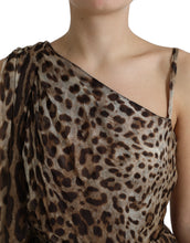 Load image into Gallery viewer, Dolce & Gabbana Brown Leopard Print Silk Ruffled Midi Dress