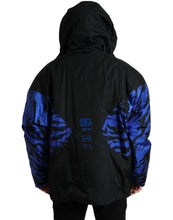 Load image into Gallery viewer, Dolce & Gabbana Black Blue Hooded Windbreaker Coat Jacket