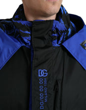 Load image into Gallery viewer, Dolce & Gabbana Black Blue Hooded Windbreaker Coat Jacket