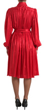 Load image into Gallery viewer, Dolce & Gabbana Elegant Red Silk Midi Dress with Button Detail