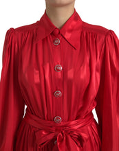 Load image into Gallery viewer, Dolce & Gabbana Elegant Red Silk Midi Dress with Button Detail