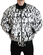 Load image into Gallery viewer, Dolce & Gabbana White Logo Padded Full Zip Bomber Jacket