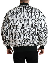 Load image into Gallery viewer, Dolce & Gabbana White Logo Padded Full Zip Bomber Jacket
