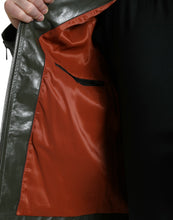 Load image into Gallery viewer, Dolce & Gabbana Green Leather Collared Biker Full Zip Jacket