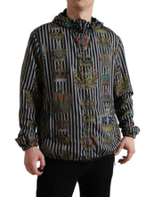 Load image into Gallery viewer, Dolce & Gabbana Black White Striped Crown Hooded Jacket