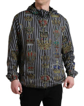 Load image into Gallery viewer, Dolce & Gabbana Black White Striped Crown Hooded Jacket