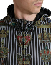 Load image into Gallery viewer, Dolce & Gabbana Black White Striped Crown Hooded Jacket