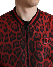 Load image into Gallery viewer, Dolce & Gabbana Red Leopard Nylon Bomber Full Zip Jacket