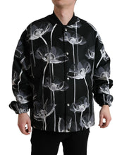 Load image into Gallery viewer, Dolce & Gabbana Black Floral Print Wool Button Down Bomber Jacket