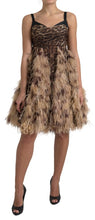 Load image into Gallery viewer, Dolce & Gabbana Brown Leopard Feather Chiffon Sleeveless Dress
