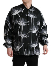 Load image into Gallery viewer, Dolce & Gabbana Black Floral Print Wool Button Down Bomber Jacket
