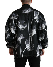 Load image into Gallery viewer, Dolce & Gabbana Black Floral Print Wool Button Down Bomber Jacket
