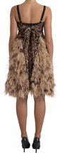 Load image into Gallery viewer, Dolce & Gabbana Brown Leopard Feather Chiffon Sleeveless Dress