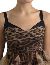 Load image into Gallery viewer, Dolce & Gabbana Brown Leopard Feather Chiffon Sleeveless Dress