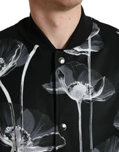Load image into Gallery viewer, Dolce & Gabbana Black Floral Print Wool Button Down Bomber Jacket