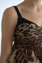 Load image into Gallery viewer, Dolce & Gabbana Brown Leopard Feather Chiffon Sleeveless Dress