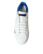 Load image into Gallery viewer, Dolce & Gabbana White Blue Leather Low Top Sneakers Shoes