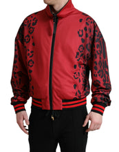 Load image into Gallery viewer, Dolce & Gabbana Red Leopard Polyester Bomber Full Zip Jacket