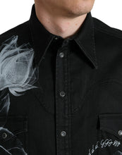 Load image into Gallery viewer, Dolce & Gabbana Black Floral Cotton Collared Dress Shirt