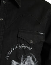 Load image into Gallery viewer, Dolce & Gabbana Black Floral Cotton Collared Dress Shirt