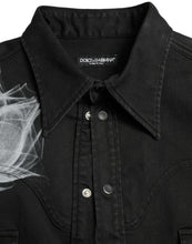 Load image into Gallery viewer, Dolce & Gabbana Black Floral Cotton Collared Dress Shirt