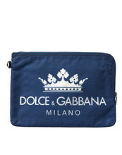 Load image into Gallery viewer, Dolce & Gabbana Blue DG Milano Print Nylon Pouch Clutch Men Bag